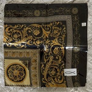 Portofino Scarf Baroque Print Black and Gold Square Scarf